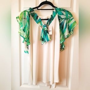 Spring coolness white and palm sheer sleeves